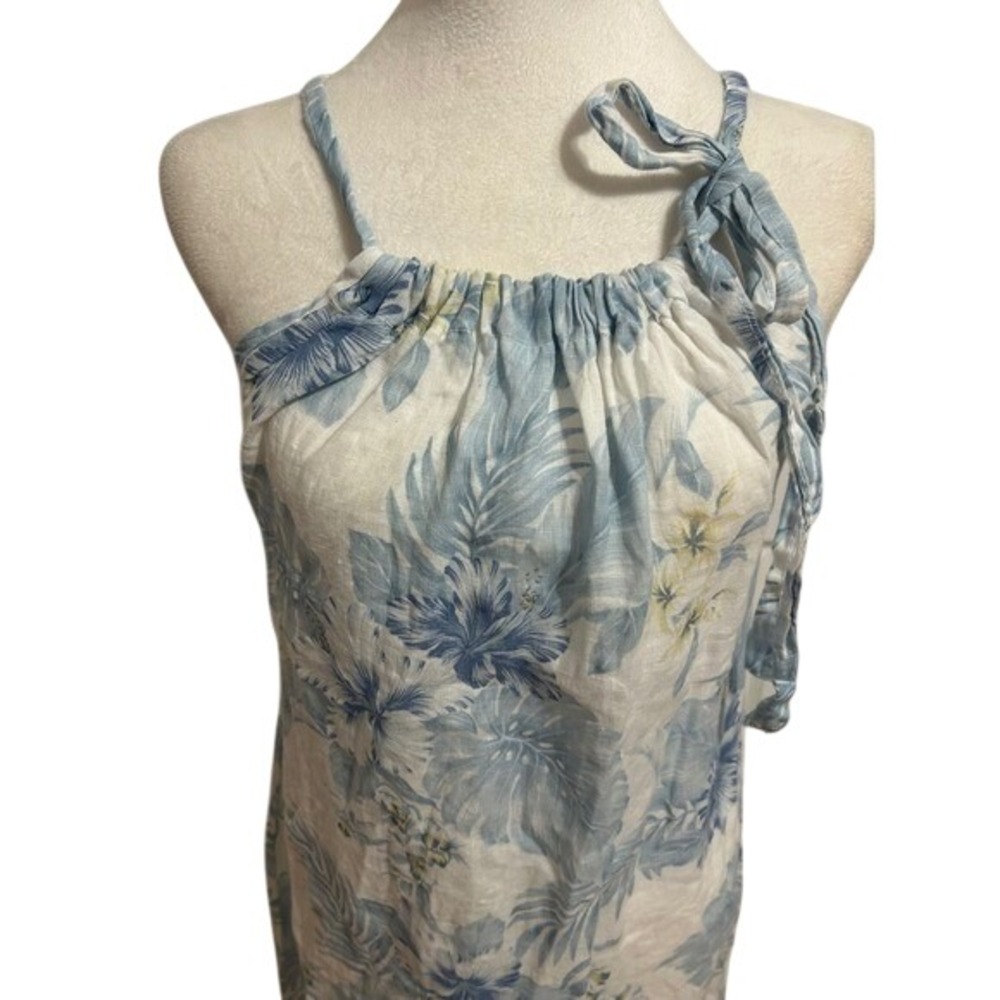 Italy 100% Linen maxi dress Romantic Euro summer coastal Resort blue Beach lagan